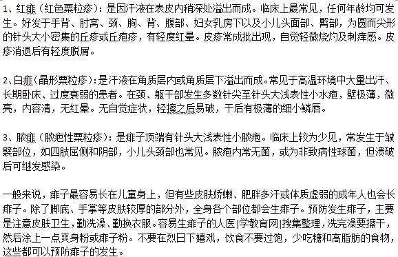 如何進行不同痱子的區(qū)分？有幾種？