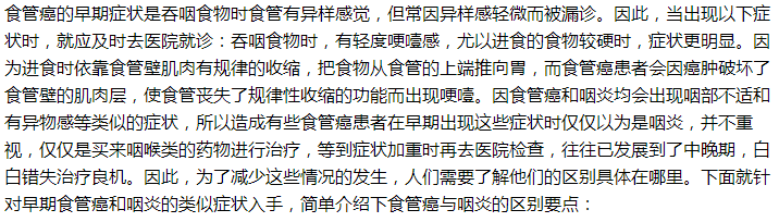 如何鑒別是食管癌還是慢性咽炎？一文了解！